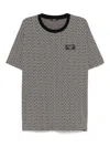 Balmain Grey T-shirt With Logo Applied On The Chest And All-over Labyrinth Motif In Cotton Man In Blanco