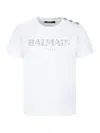 Balmain Button Logo-embroidery T-shirt In White