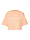 Balmain Orange Cotton Crop T-shirt In Orange