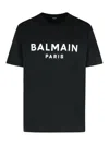 Balmain Black Crewneck T-shirt With Logo Lettering On The Front
