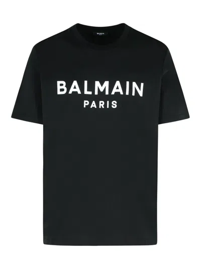 BALMAIN BLACK COTTON T-SHIRT