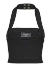 Balmain Ribbed Knit Halterneck Top In Black