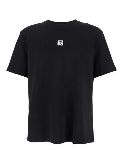 Balmain Logo Embroidered Crewneck T-shirt In Black