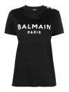 Balmain T -shirt Paris Logo Print Black In Black