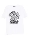 Balmain Short Sleeve Crew Neck Graphic Shirt In White