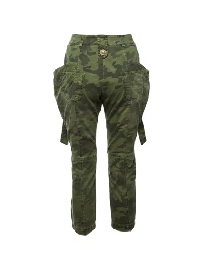 Pre-owned Balmain Camo-print Biker Cargo Pants In Green