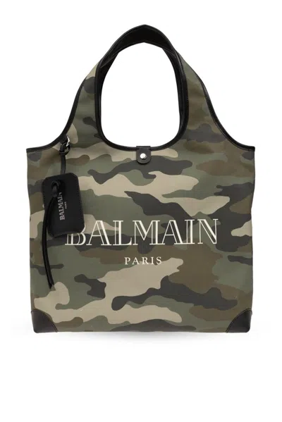 Balmain B-army 迷彩印花托特包 In Green