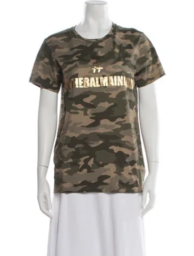 Pre-owned Balmain Camouflage Print Crew Neck T-shirt In Green