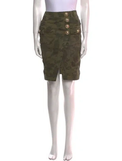 Pre-owned Balmain Camouflage Print Knee-length Skirt In Green