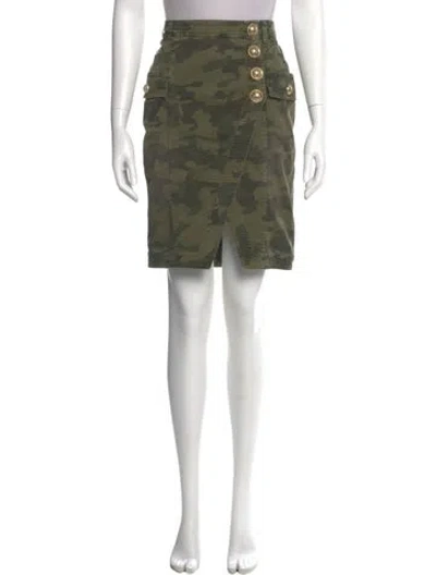 Pre-owned Balmain Camouflage Print Knee-length Skirt In Green