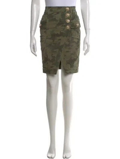 Pre-owned Balmain Camouflage Print Mini Skirt In Green