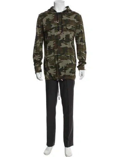 Pre-owned Balmain Camouflage Print Parka In Green