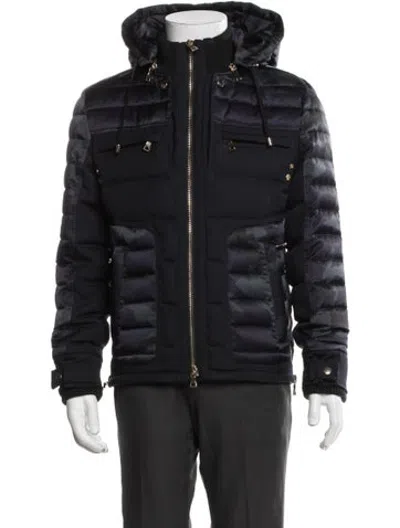 Pre-owned Balmain Camouflage Print Puffer Coat In Blue