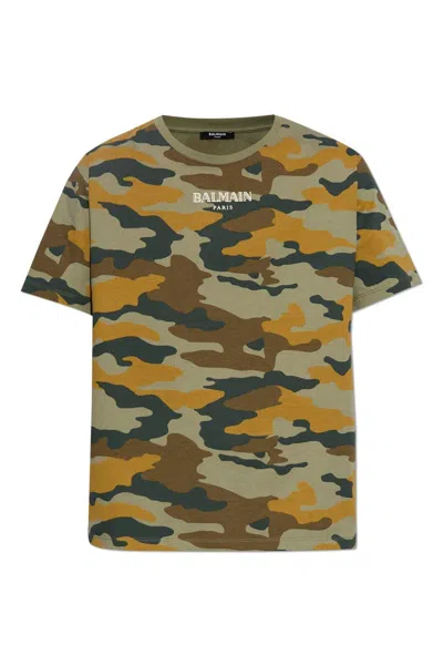 Balmain Camouflage Vintage T-shirt In Verde
