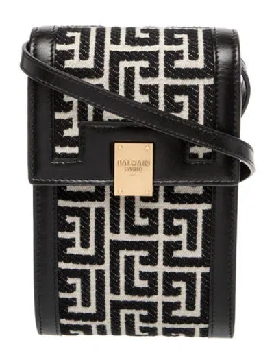 Pre-owned Balmain Canvas 1945 Smartphone Case 'khaki Monogram' In Black