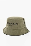 Balmain Canvas B-army Bucket Hat With Leather Trims In Green