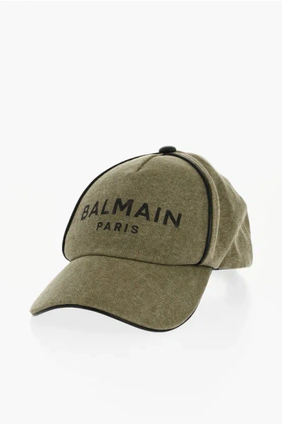 Balmain Canvas B-army Cap With Leather Trims