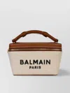 Balmain Canvas Bag With Top Handle And Contrast Trim