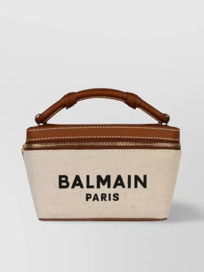 Balmain Canvas Bag With Top Handle And Contrast Trim