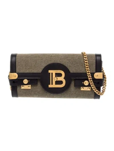Pre-owned Balmain Canvas B-buzz 23 Clutch Bag In Green