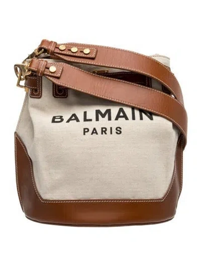 Pre-owned Balmain Canvas Crossbody Bag In Neutral