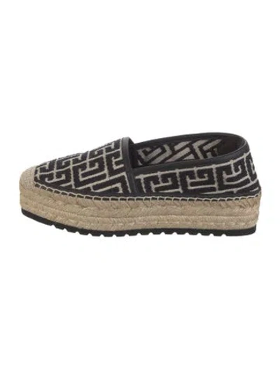 Pre-owned Balmain Canvas Graphic Print Espadrilles In Black