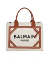 Balmain Mini Canvas And Leather Tote Bag With Adjustable Strap In Multi
