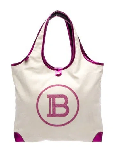 Pre-owned Balmain Canvas Hobo In Neutral