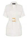 Balmain Short Dress With Belted Waist And Front Pockets