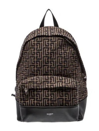 Pre-owned Balmain Canvas Monogram Jacquard Backpack In Multi