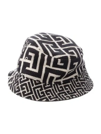 Pre-owned Balmain Canvas Patterned Bucket Hat In Black