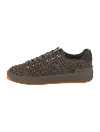 Pre-owned Balmain Canvas Patterned Sneakers In Green