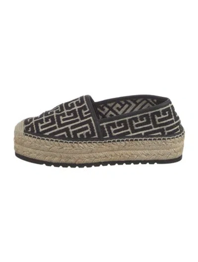 Pre-owned Balmain Canvas Printed Espadrilles In Black