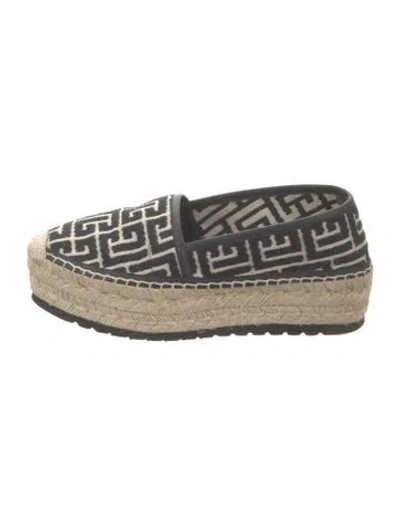 Pre-owned Balmain Canvas Printed Espadrilles In Black