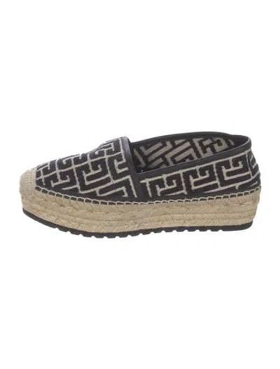 Pre-owned Balmain Canvas Printed Espadrilles In Black