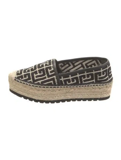 Pre-owned Balmain Canvas Printed Espadrilles In Black