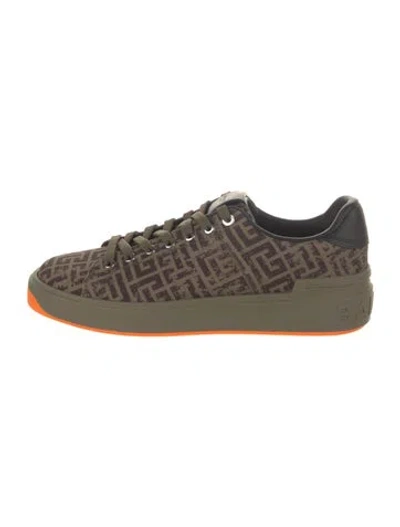 Pre-owned Balmain Canvas Printed Sneakers In Green
