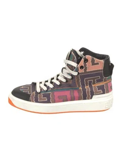 Pre-owned Balmain Canvas Printed Sneakers In Multi