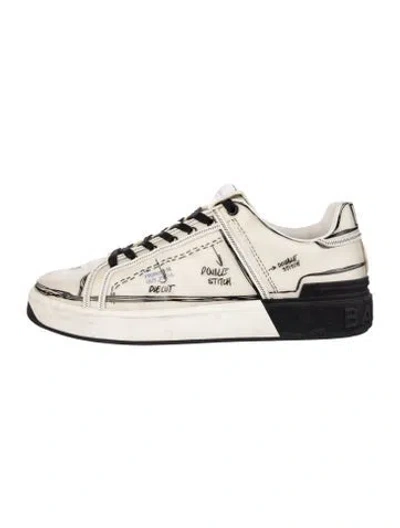 Pre-owned Balmain Canvas Printed Sneakers In Neutral