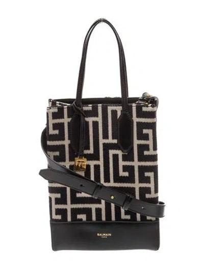 Pre-owned Balmain Canvas Shoulder Bag In Black