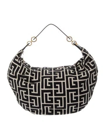 Pre-owned Balmain Canvas Shoulder Bag In Black