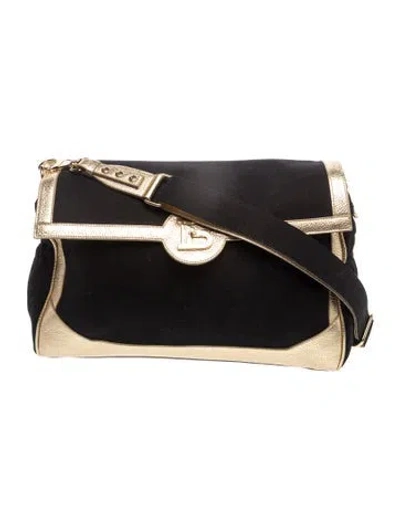 Pre-owned Balmain Canvas Shoulder Bag In Black