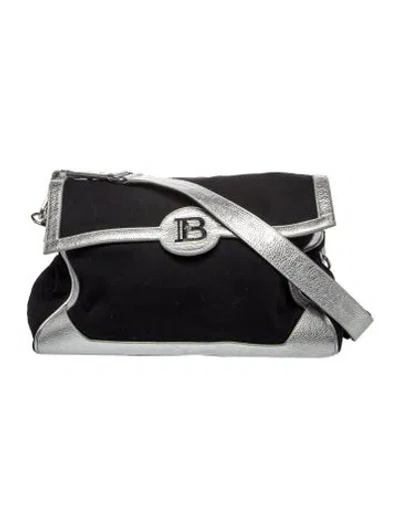 Pre-owned Balmain Canvas Shoulder Bag In Black