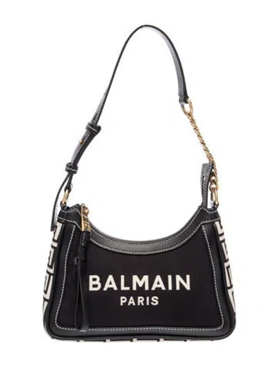 Pre-owned Balmain Canvas Shoulder Bag In Black/blue