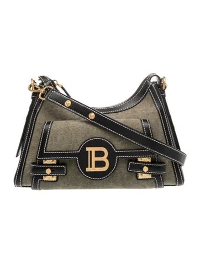 Pre-owned Balmain Canvas Shoulder Bag In Green