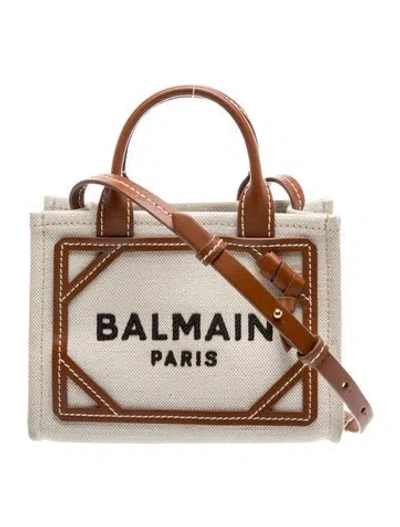 Pre-owned Balmain Canvas Shoulder Bag In Neutral