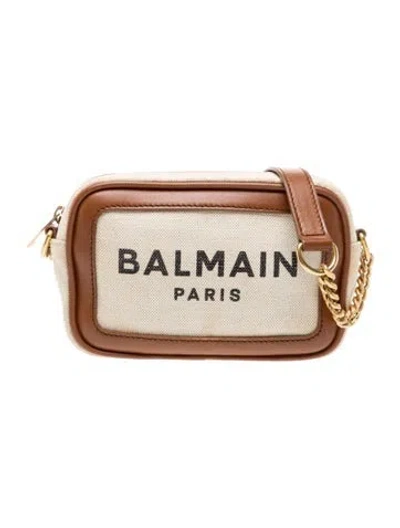 Pre-owned Balmain Canvas Shoulder Bag In Neutral