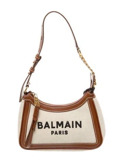 Pre-owned Balmain Canvas Shoulder Bag In Neutrals