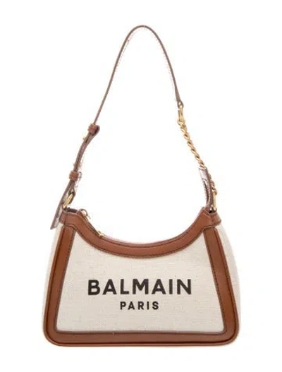 Pre-owned Balmain Canvas Shoulder Bag In Neutrals