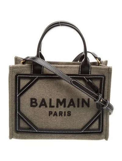 Pre-owned Balmain Canvas Shoulder Bag Small In Green